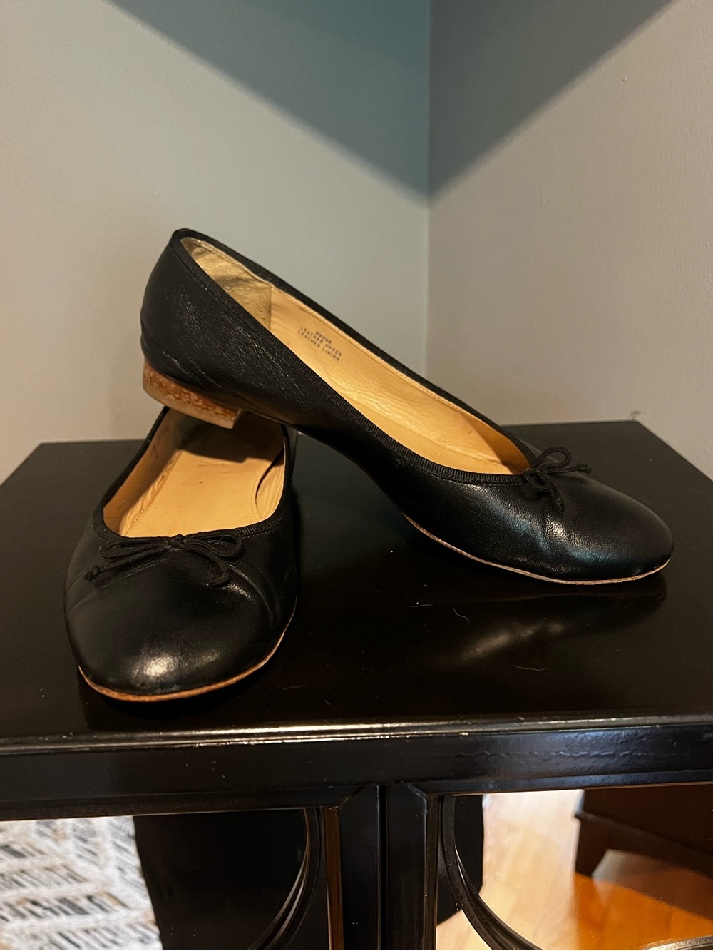 J. Crew Classic Unstructured Black Leather Ballet Flats